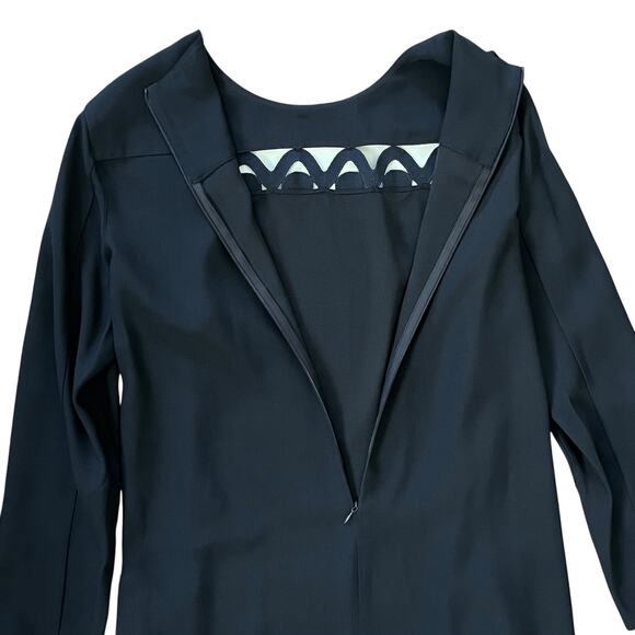 Akris Punto Navy Blue Scallop Wave Cutout Knee-Length Shift Dress - Picture 5 of 10